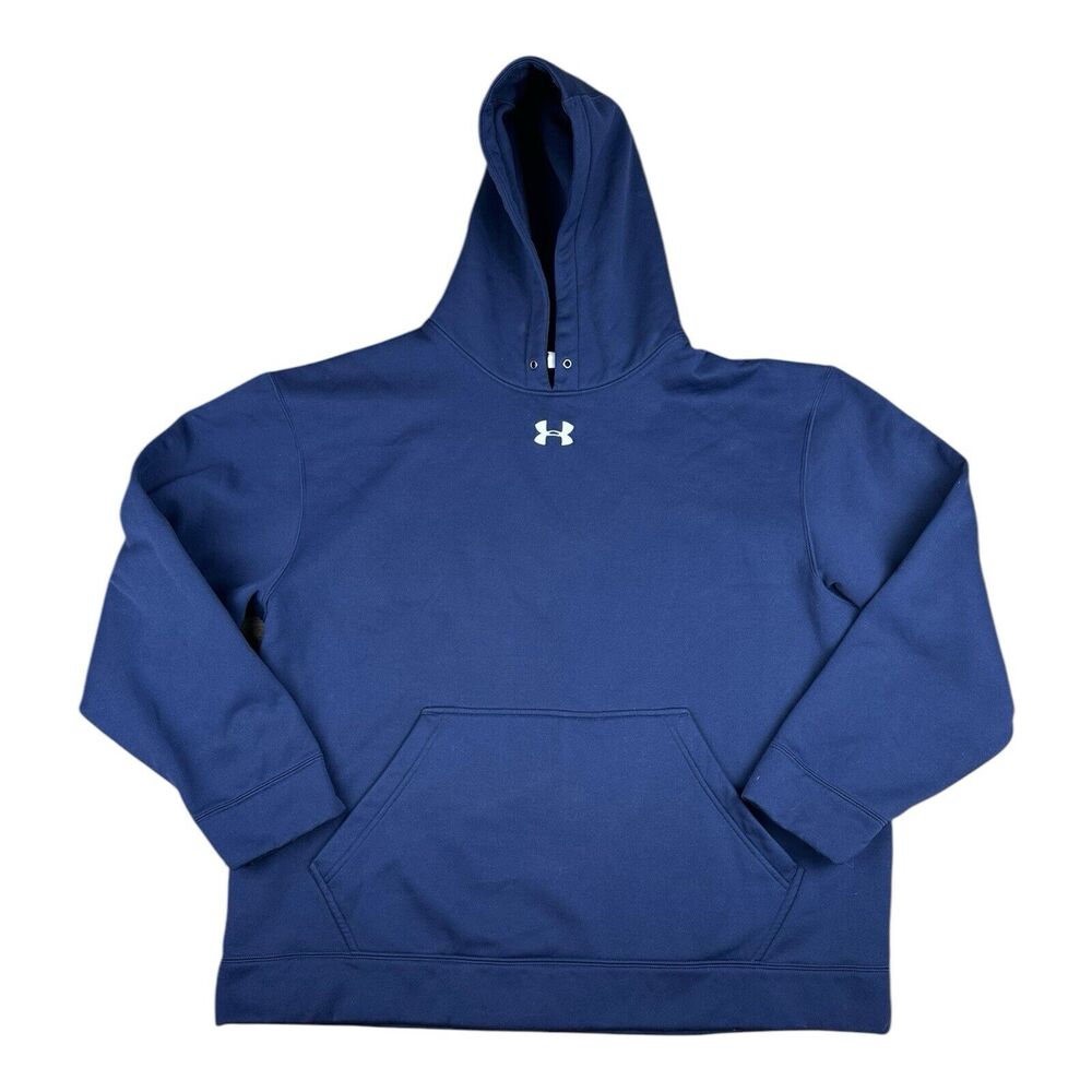 Men's Under Armour Active Wear Blue Hoodie XL Loose Fit Embroidered